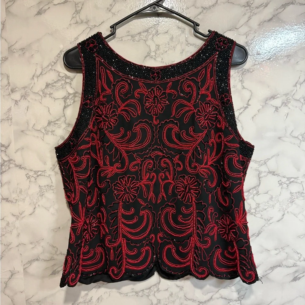 Embroidered Black and Red Women's Top - Picture 7 of 7